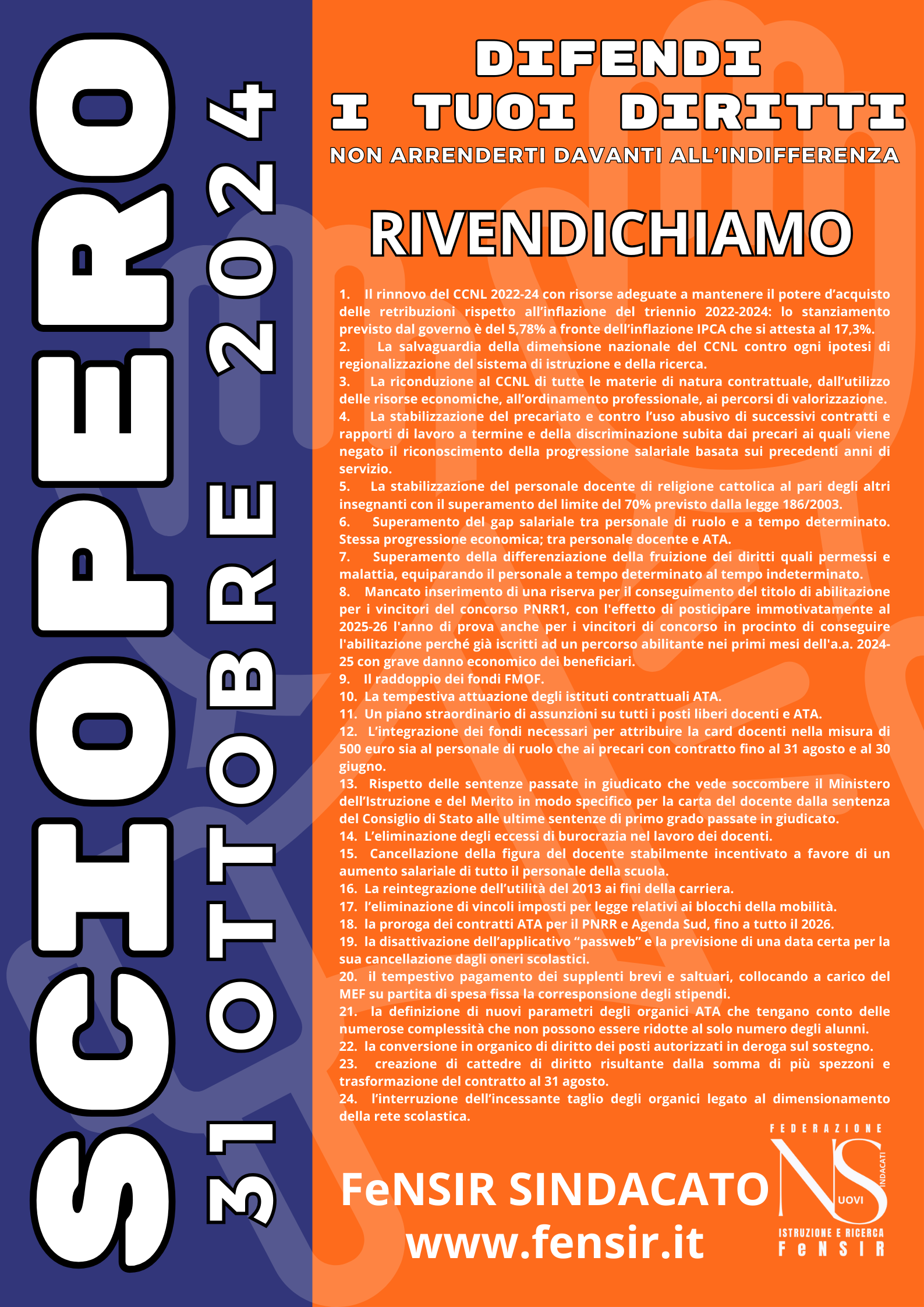 MANIFESTO SCIOPERO 31 OTT 24